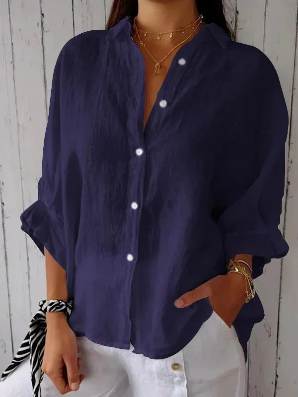 Women's Cotton-Linen T-Shirt — Loose Casual Short-Sleeve Summer Top