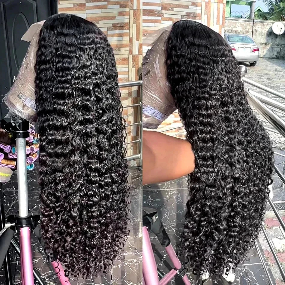Curly Deep Wave 13x6 HD Lace Front Human Hair Wig — 250% Density (30"–40")