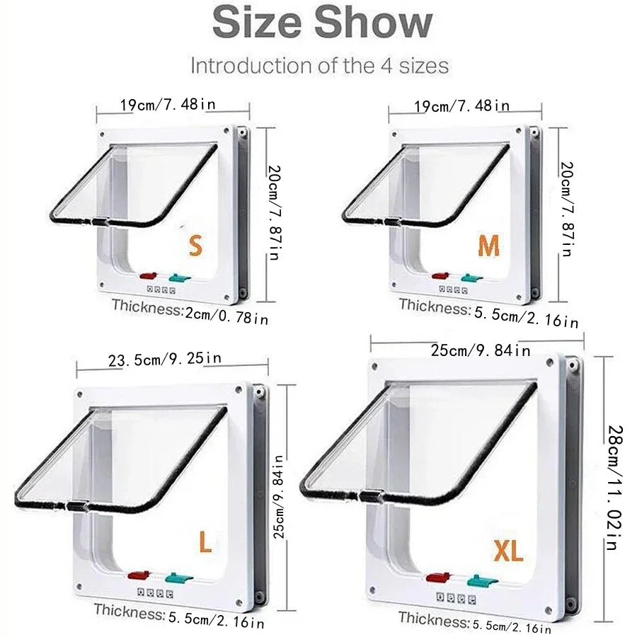 In & Out Cat Flap Door - 4-Way Lock ABS Pet Gate Kit – photo 2