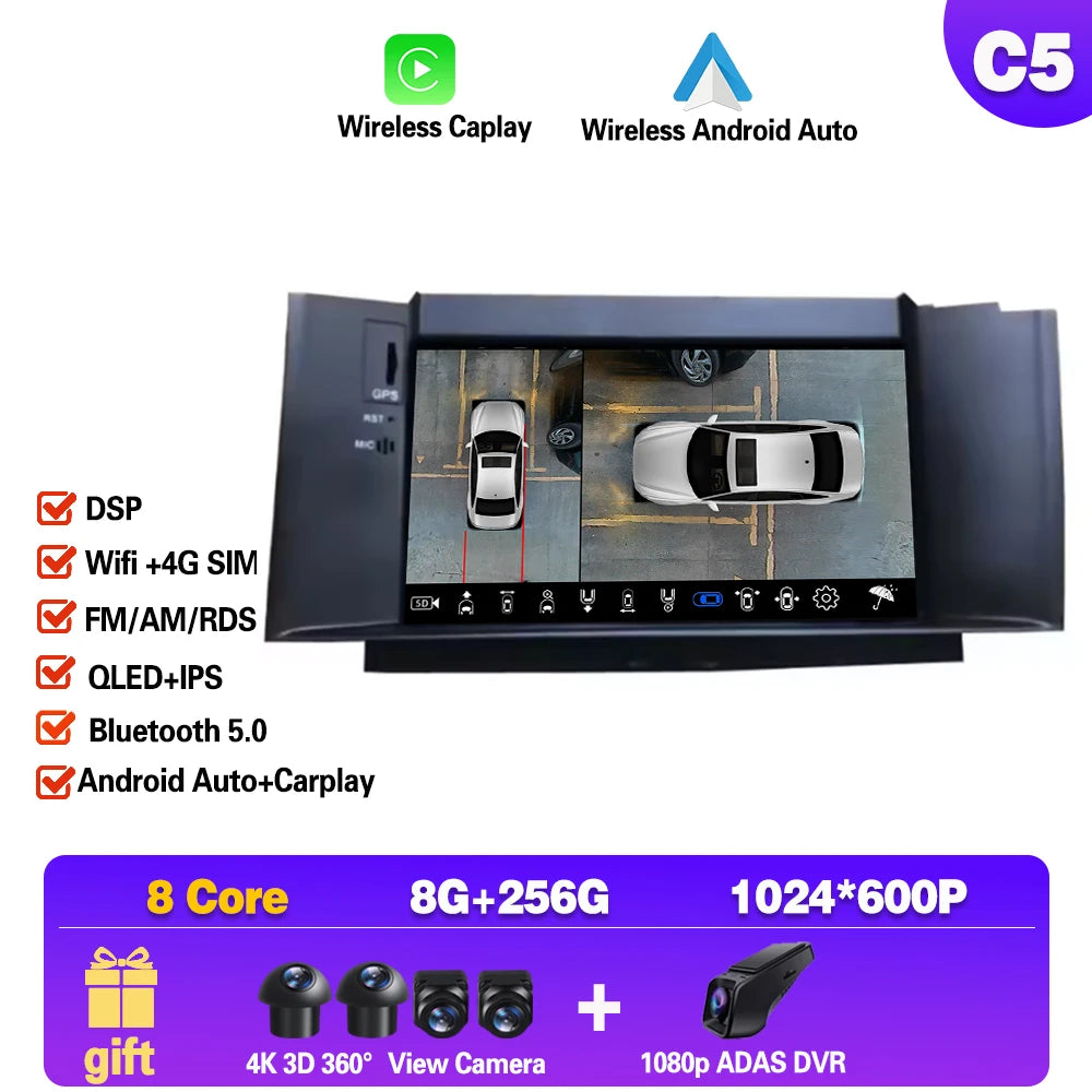 7" Car Stereo with Apple CarPlay & Android Auto, Compatible with Citroen C4, C4L & DS4