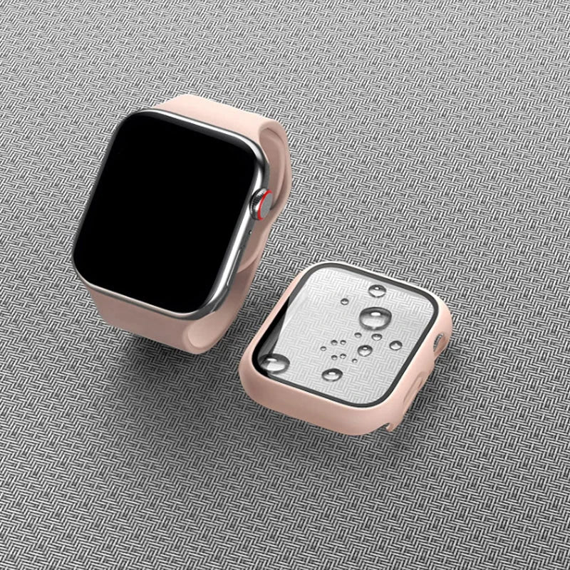 Apple Watch Tempered Glass Case + Screen Protector – Series 1–11, SE & Ultra 2 (38–46mm)