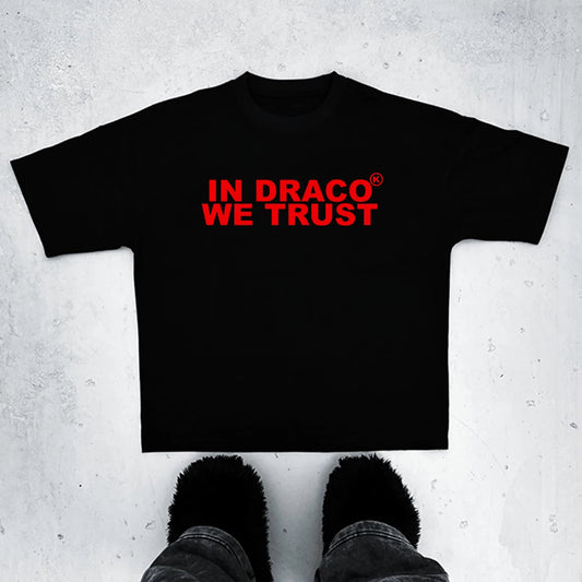 Vintage In Draco We Trust Print Graphics Cotton Casual T-shirt Men Y2K Short Sleeves Oversize T-shirt Streetwear Women Tee Tops