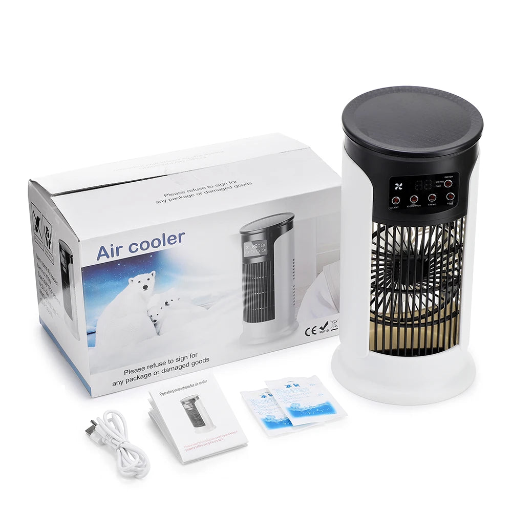 Portable Misting Air Cooler Fan – 6 Speeds, USB Desktop Cooler with LED Display & Timer