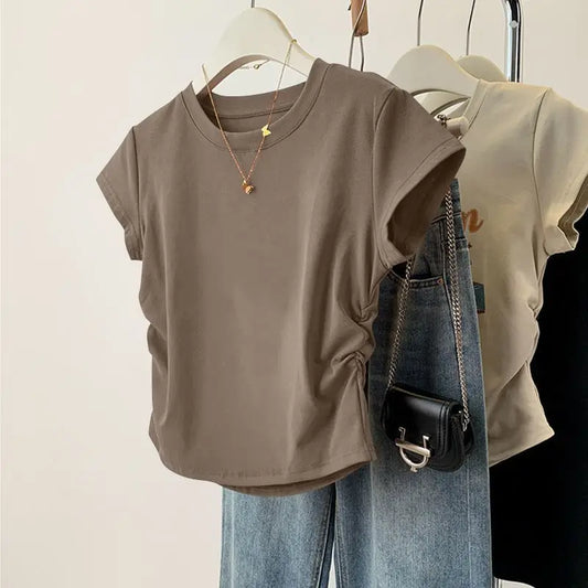 Women's Slim-Fit Round-Neck Tee — Breathable Casual Short-Sleeve Summer Top