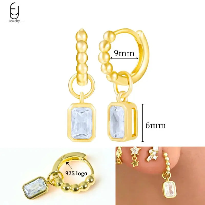 925 Sterling Silver Crystal Drop Earrings for Women - Heart & Flower Studs