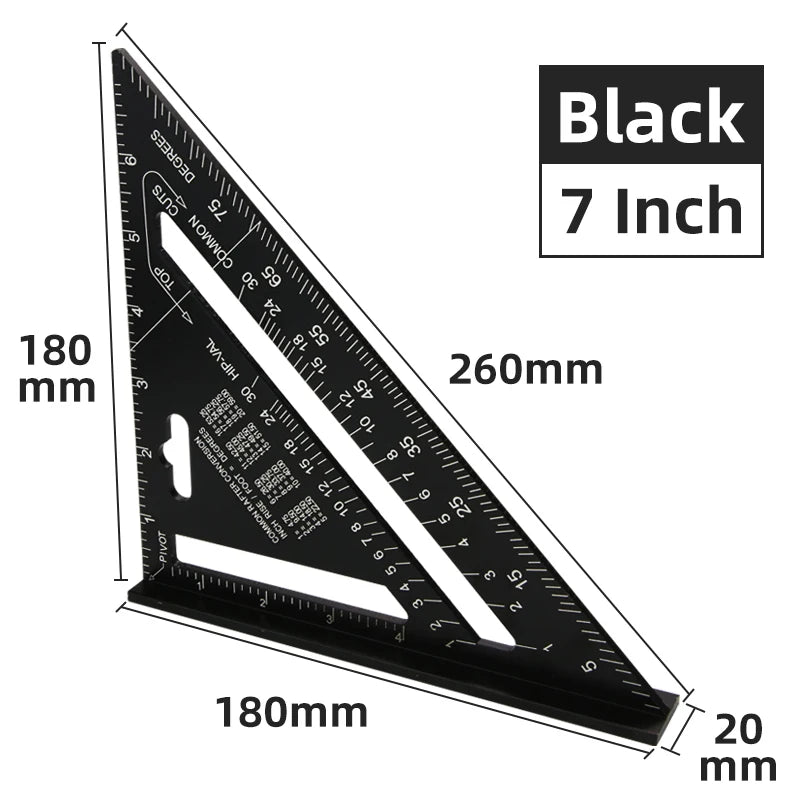 7" Aluminum Alloy Try Square & Triangle Ruler — Carpenter Measuring Tool
