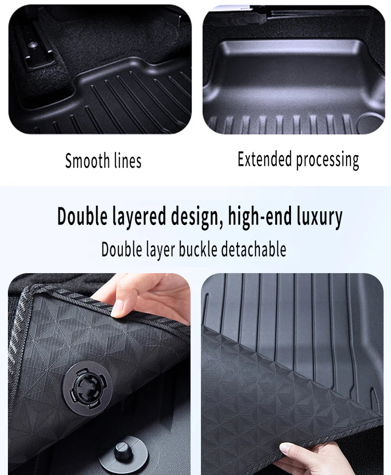 For New Tesla Model Y Launch 2026+ Juniper 2026+ TPE Floor Mats & Cargo Liner, All Weather Trunk Mats Floor Liner Backrest Mats