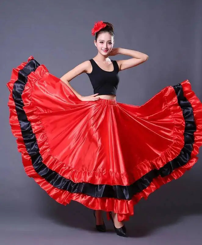 Women's satin big swing flamenco dress