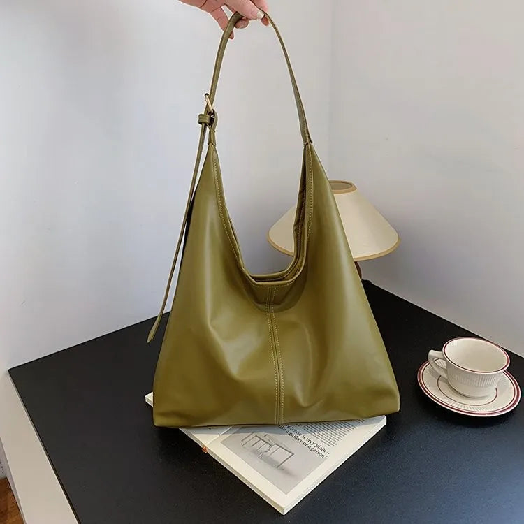 Women's Retro Large Tote Bag - Simple Structured Shoulder Bag - photo 5