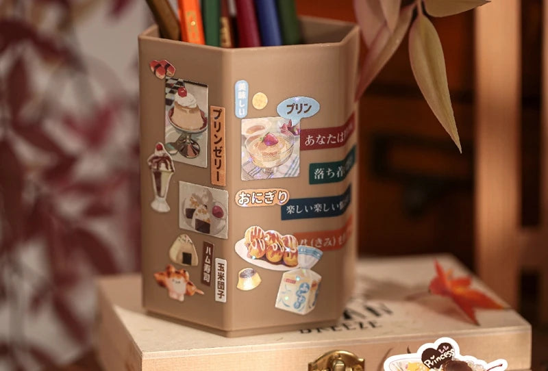30 Pages Retro Cute Y2K Food Cut Film Sticker Book Journal Handbook Scrapbook DIY Phone Case Decoration Sticker Gift