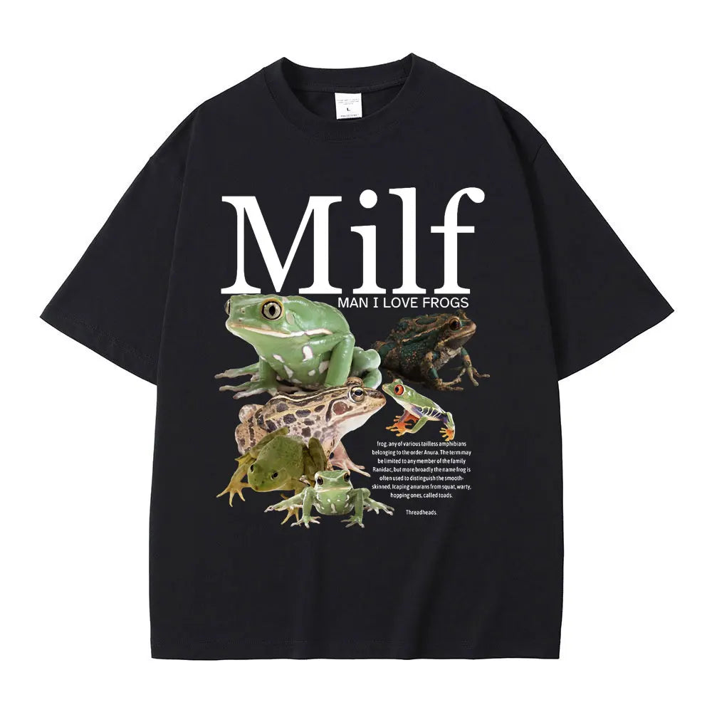 I Love Frogs Funny Frog Amphibian Lovers Meme T-shirts Casual Vintage Short Sleeve Harajuku Short Sleeve Casual