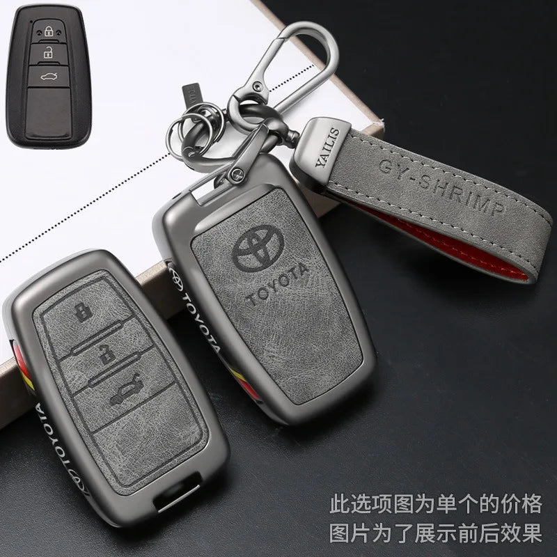 Car Key Case Cover Bag Shell For Toyota C-HR Prius RAV 4 Camry Corolla Land Cruiser 200 Prado Crown TLK 200 Yaris Cross Hilux