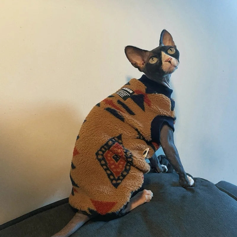 Short Sleeve Fleece Cat Sweatshirt - Warm Coat for Short-Legged Cats - photo 10