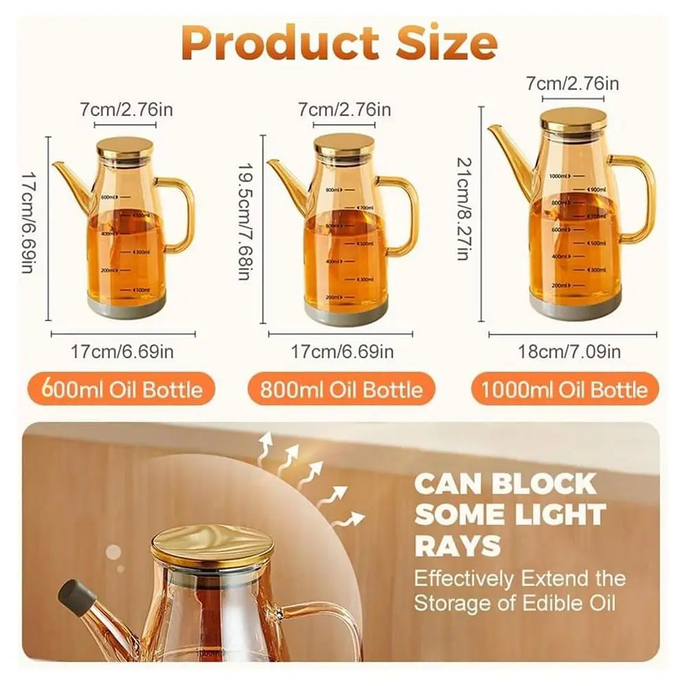 Glass Oil Bottle with Drip-Free Spout - 600 to 1000ml, Amber or Clear - photo 6