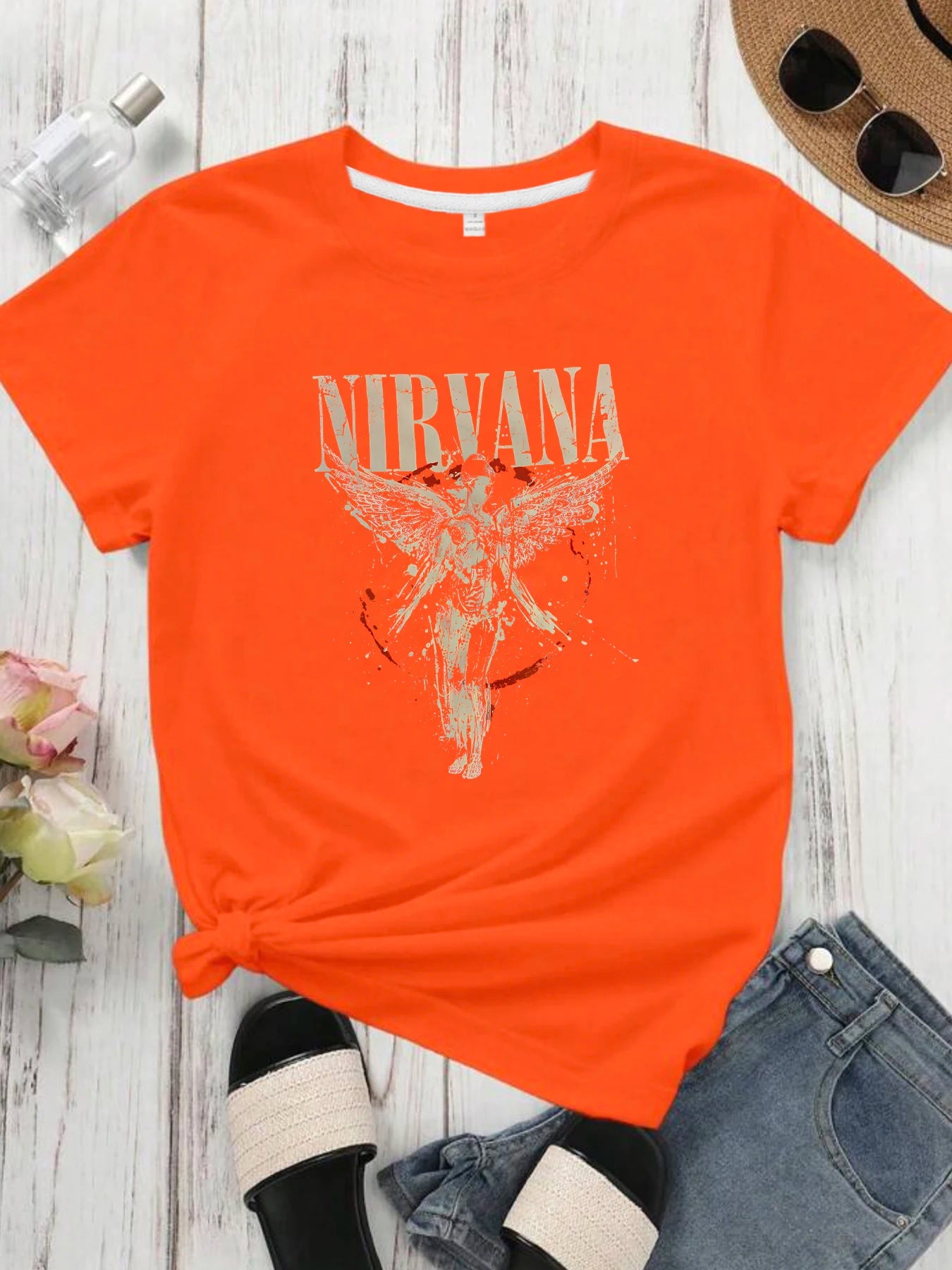 Women's Printed Round-Neck T-Shirt — Short-Sleeve Elastic Summer Top