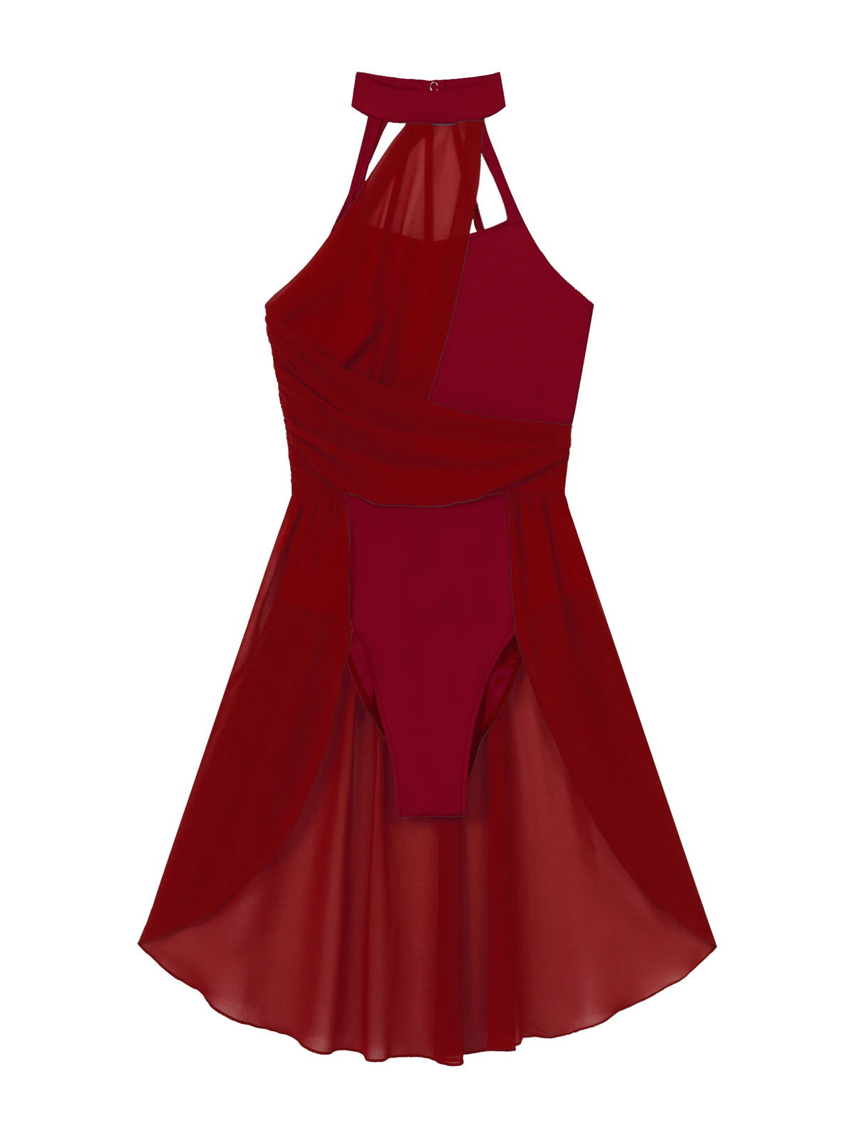 Women's ruched chiffon contemporary lyrical dress