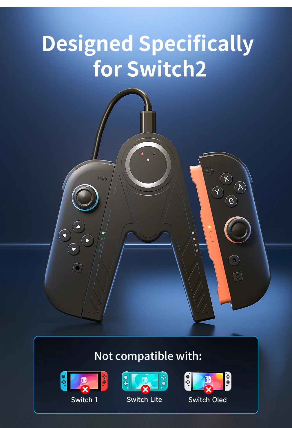 Special Charging Grip for Nintendo Switch 2 Joy-Con 2 Magnetic Charging Dock with Type-C Cable for Switch 2 Joy Con