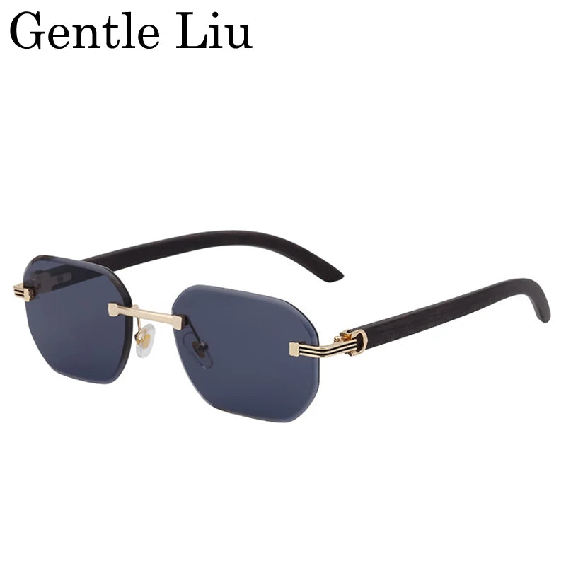 Rimless Square Sunglasses for Men — UV400 Anti-Blue-Light