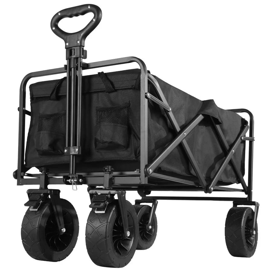 Heavy-Duty Folding Wagon Cart – Collapsible Utility Trolley for Garden, Beach & Camping