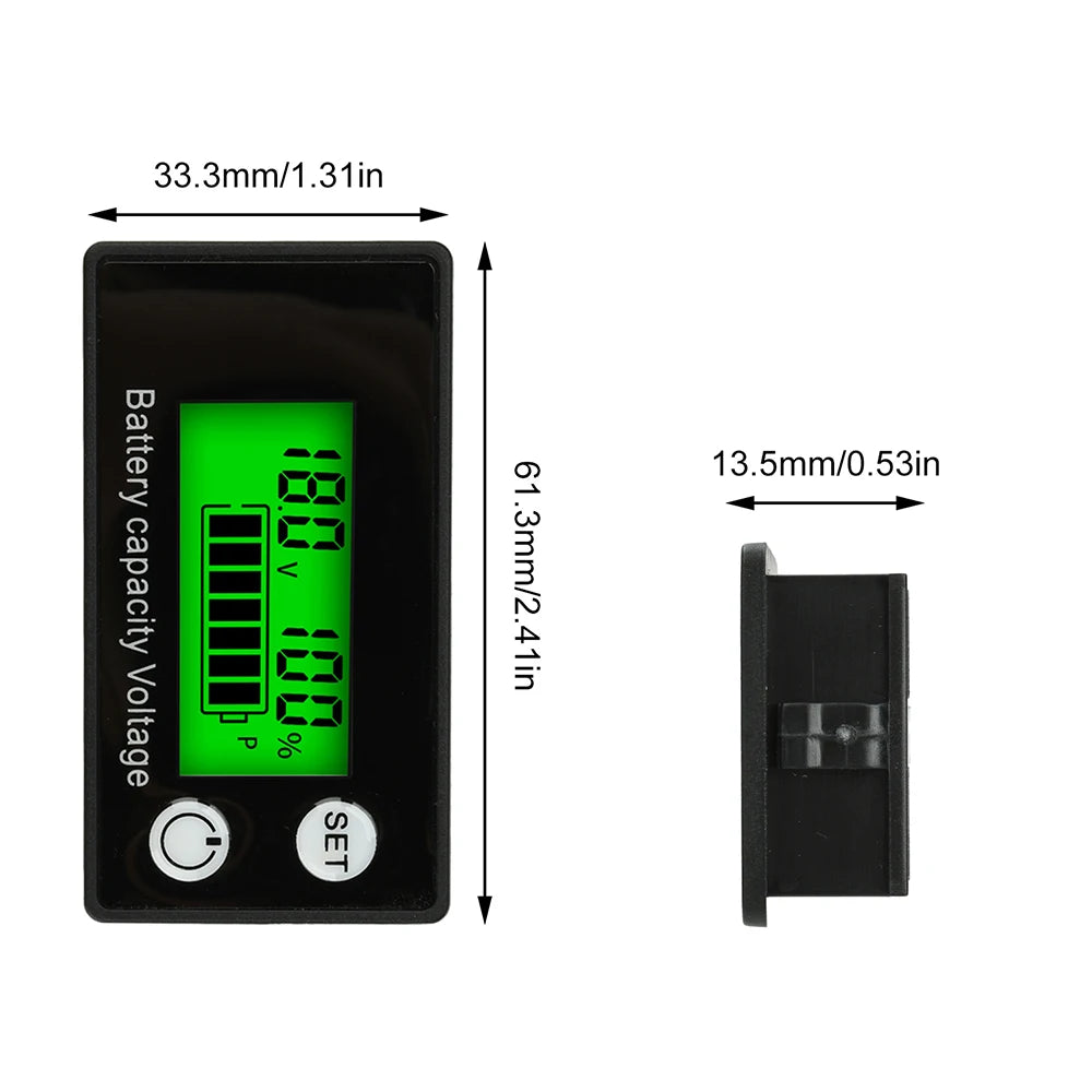 Battery Meter Indicator Voltage Meter 6133A DC8-100V with Alarm Lithium Ion Battery Capacity Monitor 12V 36V 48V 60V 72V 84V