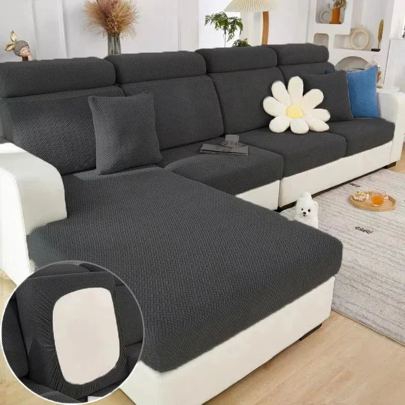 Jacquard Sofa Cushion Cover Protector Solid Color Stretch Removable Sofa Seat Slipcover for Bedroom Office Living Room Home