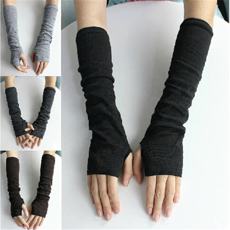 Unisex Long Crochet Arm Warmers - Stretchy Fingerless Gloves
