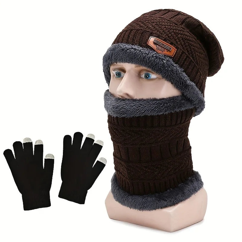 Unisex Knit Skull Cap, Scarf & Touchscreen Gloves - Winter Set - photo 8