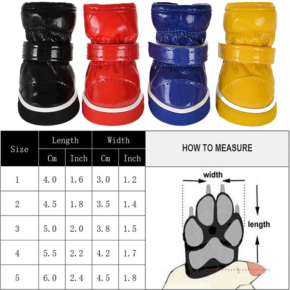Dog Snow Boots Set of 4 - Warm Anti-Slip Shoes for Small Dogs - photo 2