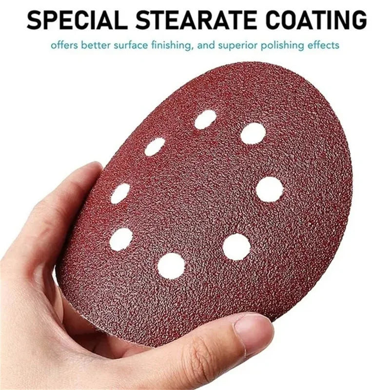 8Hole 125mm Sandpaper Woodworking Metal Grinding Disc Abrasive Polishing Tool 40/1000/2026 Grit Sanding Discs Dremel Accessories