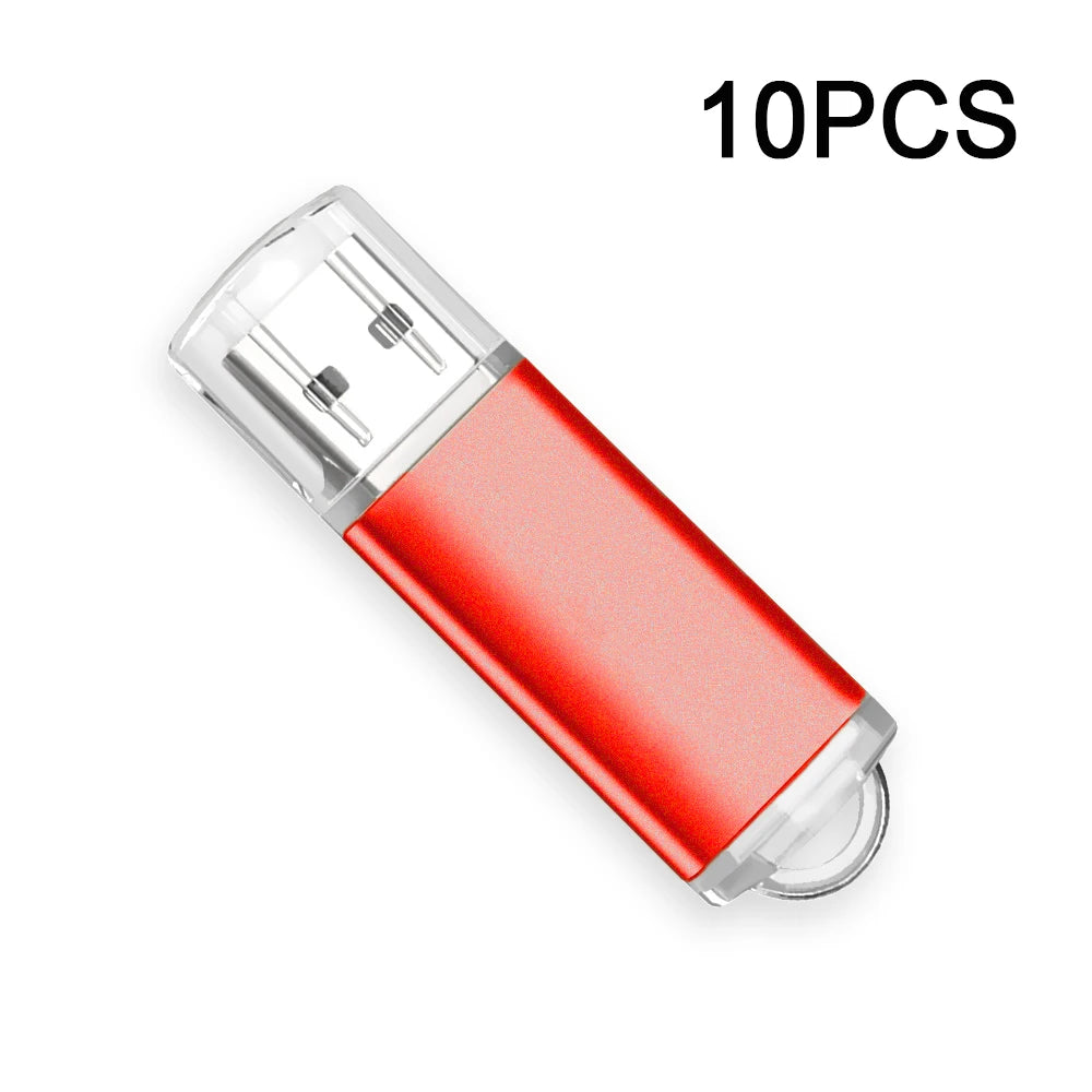 USB 2.0 Flash Drive 10-Pack — Bulk Color Memory Sticks 1GB to 128GB