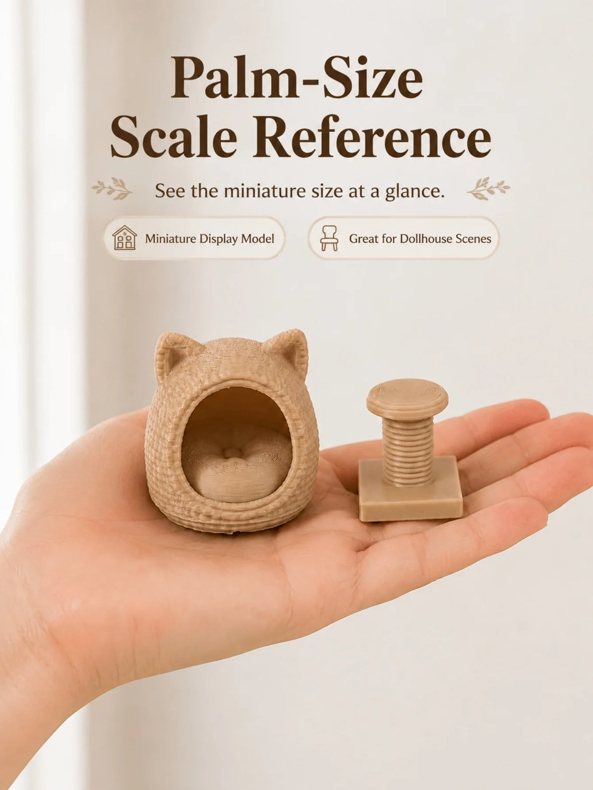 Set of 2 Miniature Cat Beds, Cat Tree Model—Perfect for Miniatures Enthusiasts and a Creative Gift for Cat Lovers.