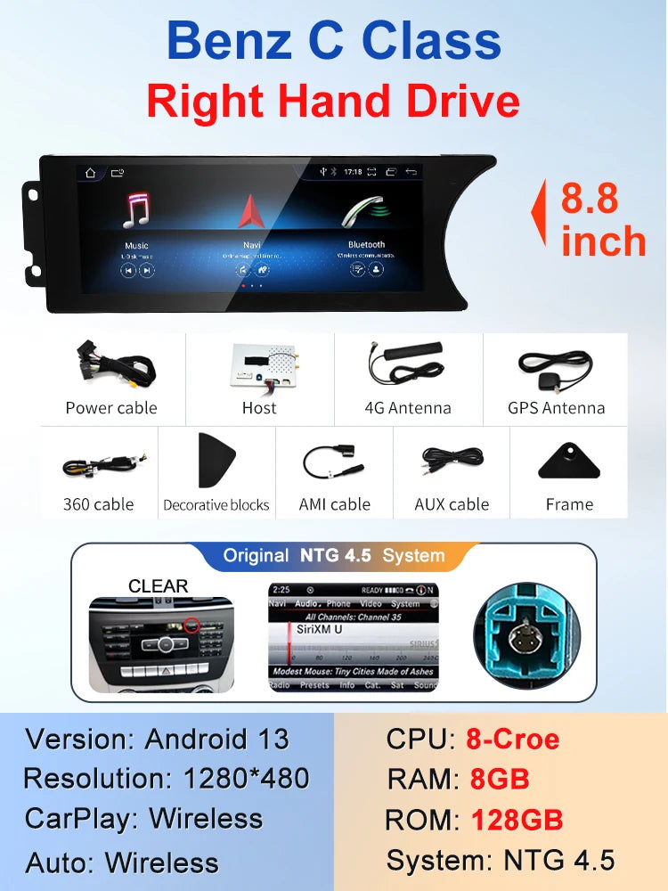 STWEI Factory Price 8.8inch Android AUTO Car Multimedia Player For Mercedes Benz C Class 11-15 W204 S204 Intelligent System