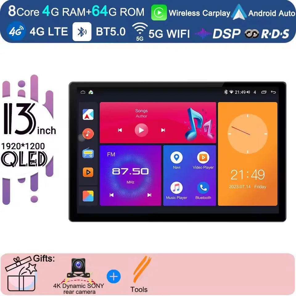 13 inch Android 15 Carplay Auto Car Radio Multimedia For  Chevrolet Silverado 3 GMTK2 2014 2015 2016  2017 2018 Autoradio