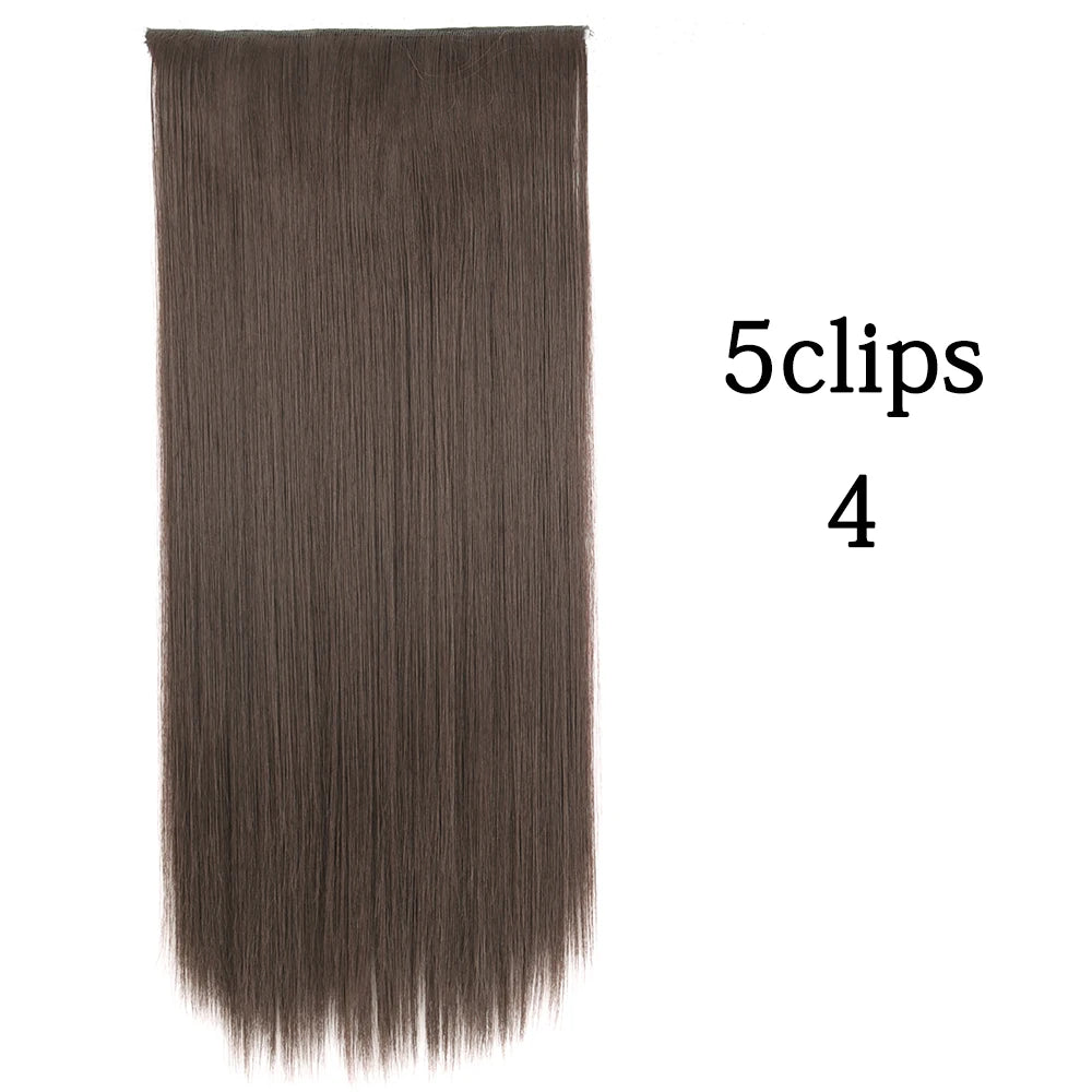 Synthetic 5 Clip In Hair Extensions Long Curly Hairstyle Hairpiece Natural Brown Black 80cm Heat Resistant  Fake Hair For Women
