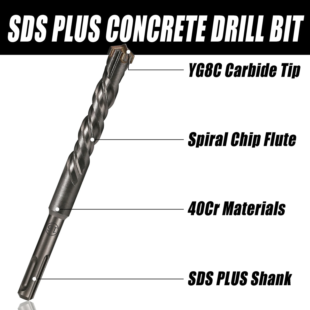 SDS Plus Cross Cutter Hammer Drill Bit 5-16mm, 160mm Masonry