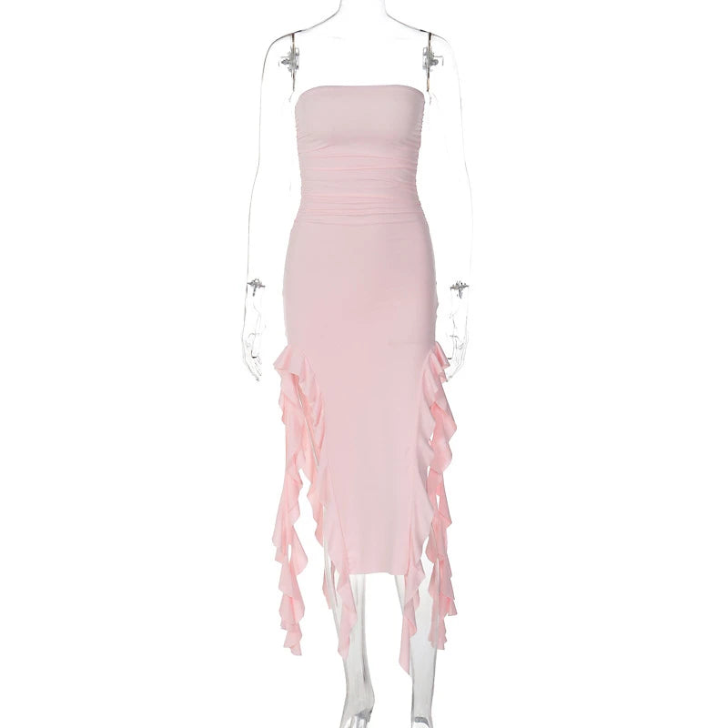 2026 Summer Maxi Women's Dress Vintage Elegant black Fashion Sleeveless Slim Backless Irregular Tassel Party Dresses Street Robe