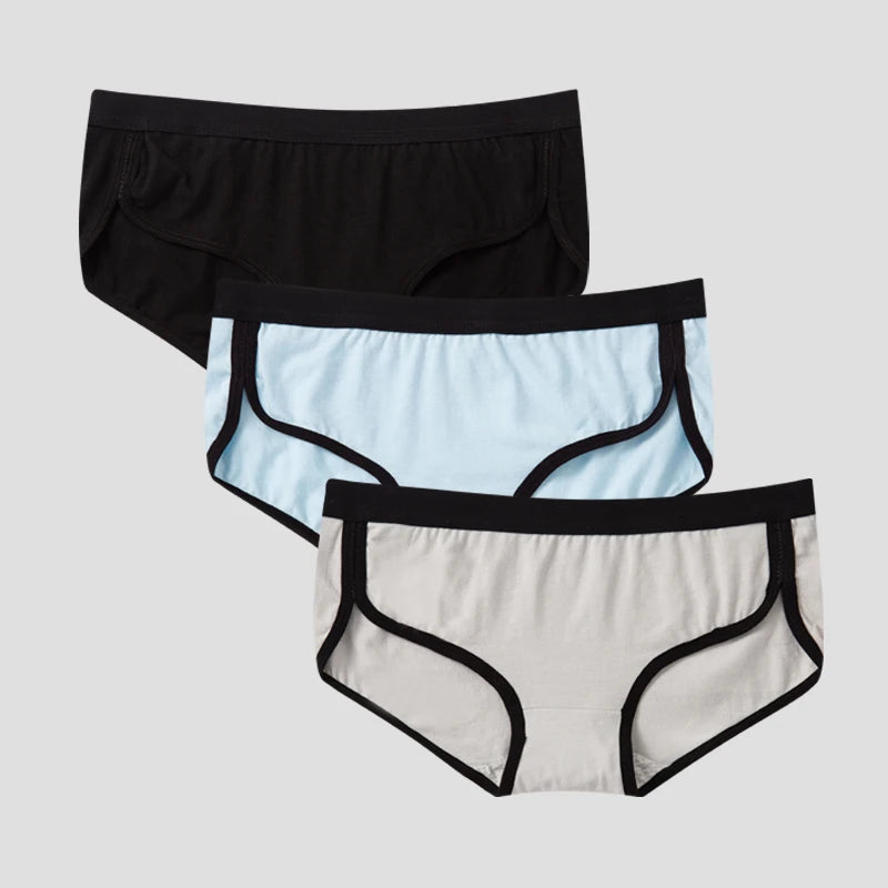 BANNIROU 3-Pack Cotton Briefs – Breathable Low-Rise Panties