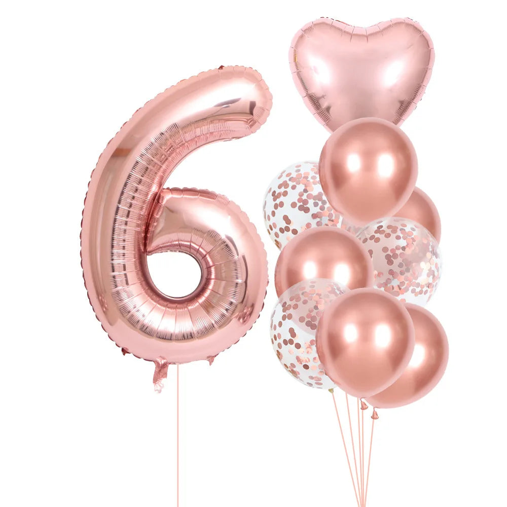 40 Inch 0-9 Rose Gold Number Balloons Set Birthday Party Wedding Celebration Ceremony Wedding Room Decoration Supplies