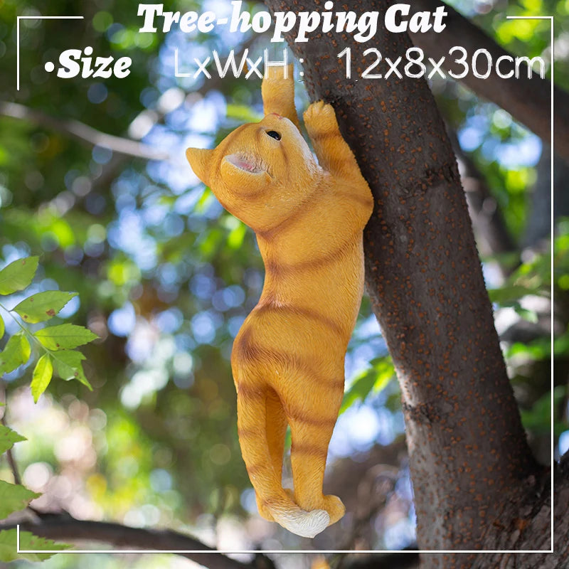 Creative Cartoon Simulation Tree Climbing Cat Pendant Outdoor Garden Courtyard Balcony Landscape Resin Decoration Kitten Hanging