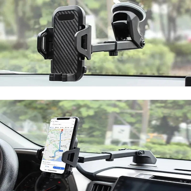 Suction Cup Car Phone Holder Mount - Dashboard Bracket Stand Compatible with iPhone, Samsung, Xiaomi and Huawei