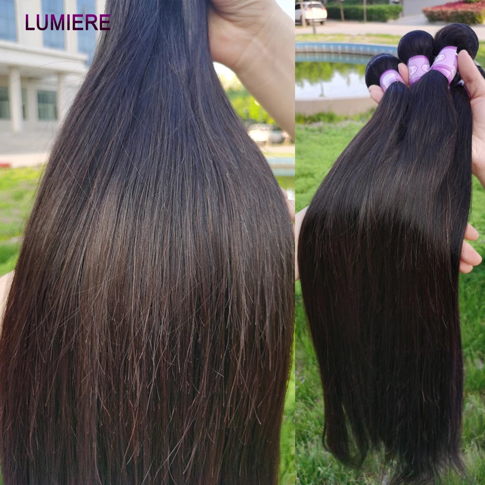 32 Inch 18A Bone Straight Human Hair Bundles 3/4 Bundles Hair 100% Raw Human Hair Bundles Deal Brazilian Virgin Hair Extensions