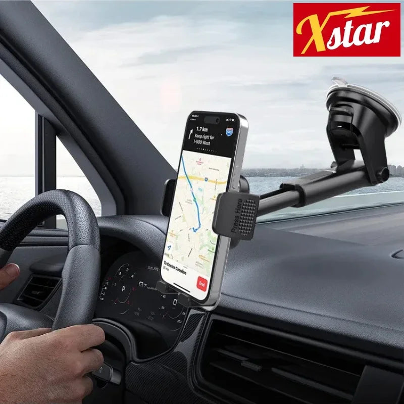 Car Phone Holder for Dashboard & Windshield – Universal Clip Mount for 4.7–7" Phones