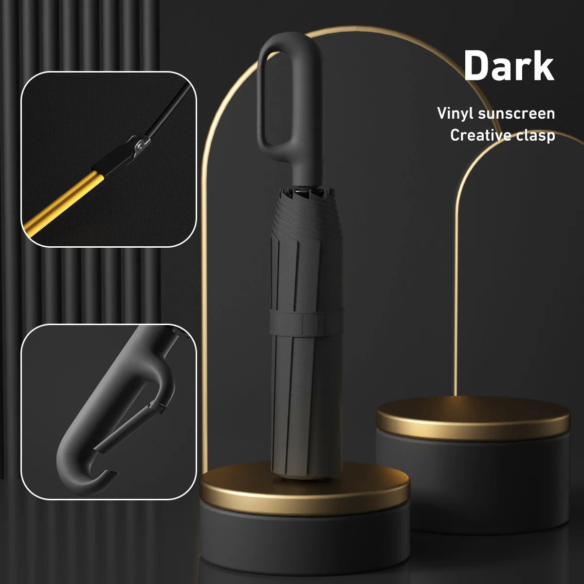 Fully Automatic Umbrella for Men And Women with Ring Buckle Design Large Rib Strong Sunshade Double Umbrella Folding Compact