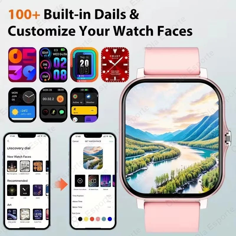 NEW 2026 Fashion SmartWatch Android Phone 2.01" Color Screen Full Touch Custom Dial Watch Women Bluetooth Call Smart Watch Men