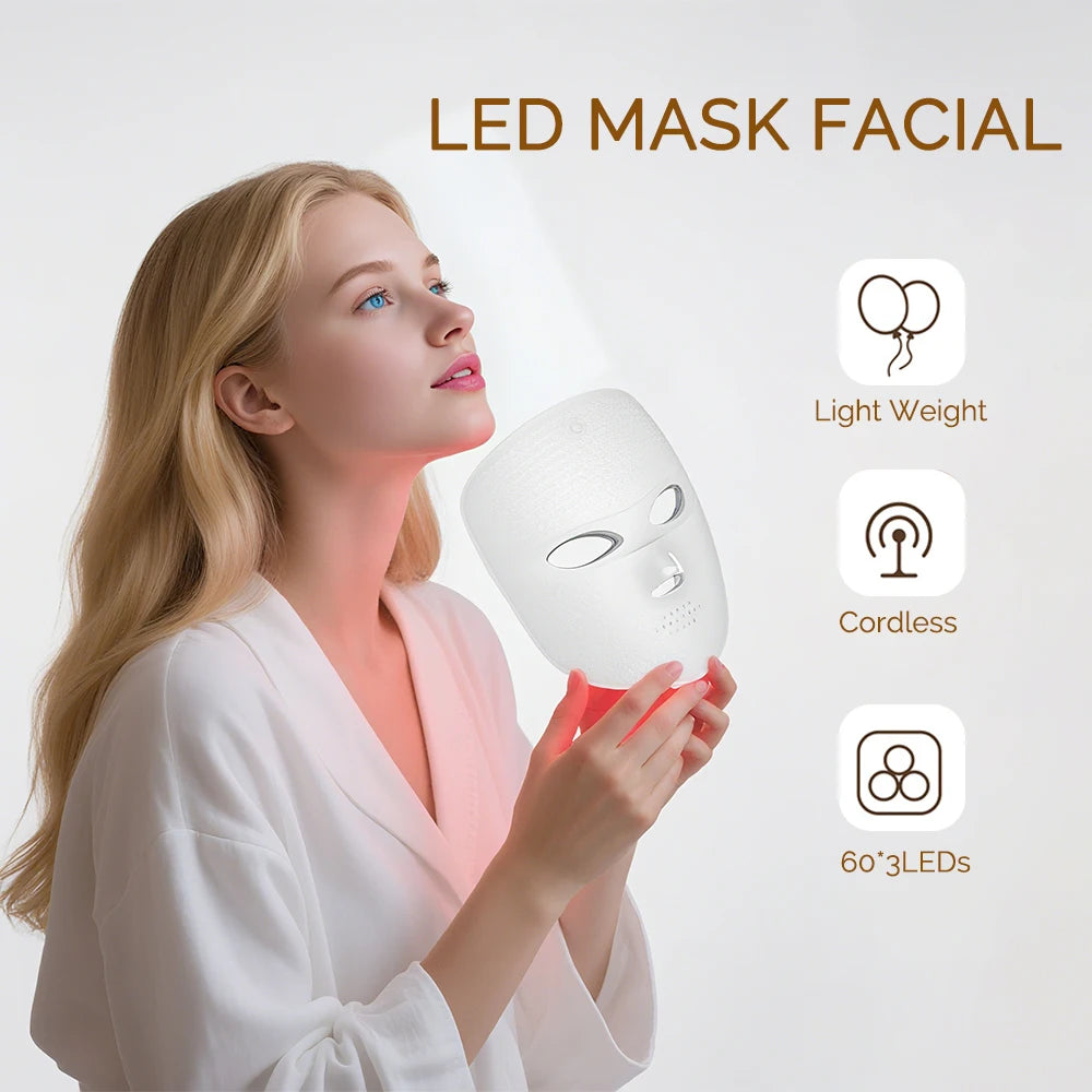 Wireless LED Mask 7 Color LED Face Mask Photon Skin Firming Anti Aging Rejuvenation Beauty Mask Machine