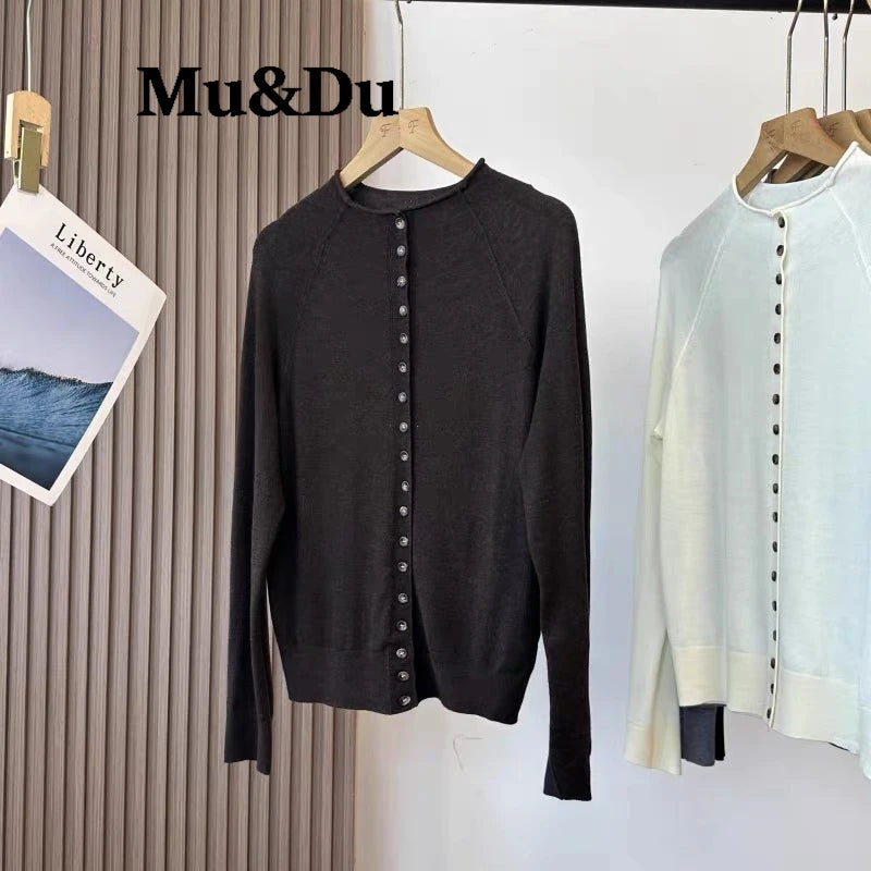 Women's Mock Neck Button Cardigan - Long Sleeve Knit Sweater - photo 4