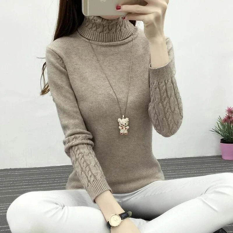 Women's Turtleneck Knit Sweater - Long Sleeve Pullover Jumper - photo 2