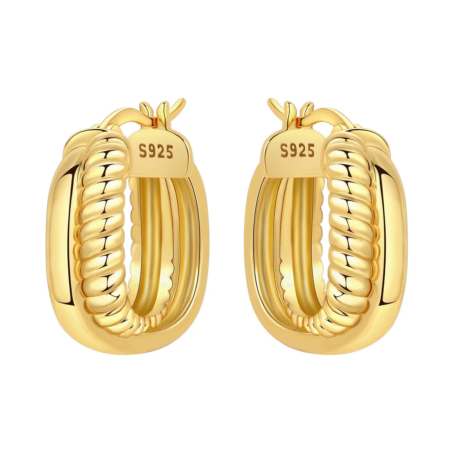 Original 2026 S925 Sterling Silver Zircon 18K Gold Lining Vintage Hoop Earrings for Women Birthday Party Wedding Gift Jewellery