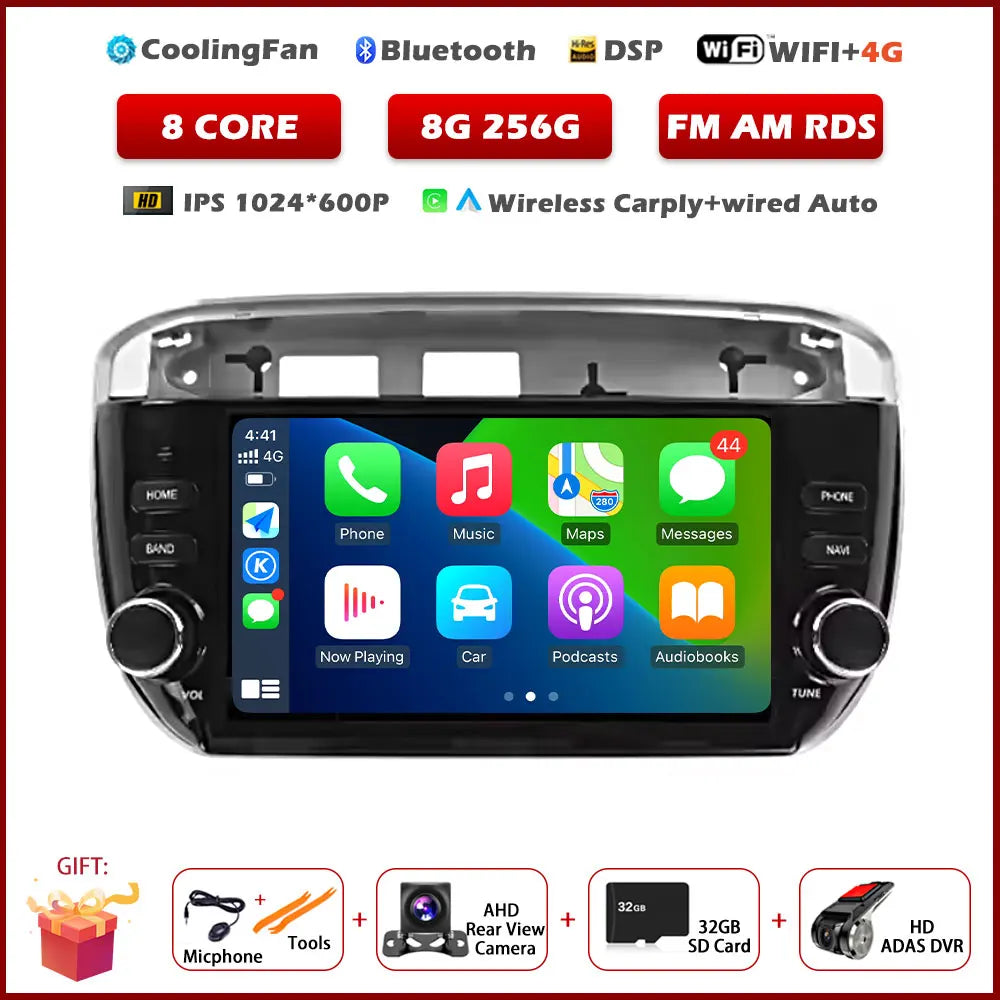 7" Android Car Stereo for Fiat Linea & Punto Evo (2012–2015) — CarPlay, Android Auto, GPS, 4G, Bluetooth 5.0