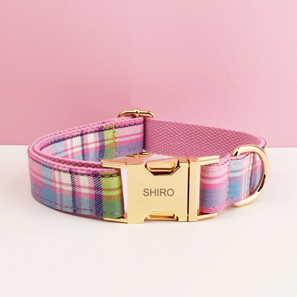 Padded Dog Collar & Leash Set - Plaid & Velvet Bow Styles, S-XL - photo 14